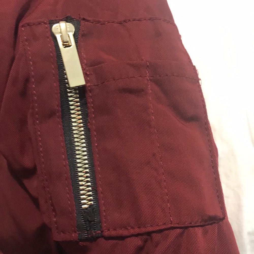Women's Burgundy Parka with Faux Fur Hood - Picture 15 of 15